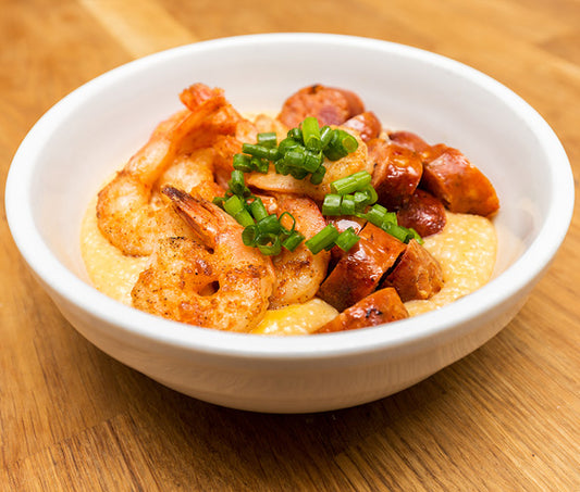 Cheesy Cajun Shrimp & Sausage Grits